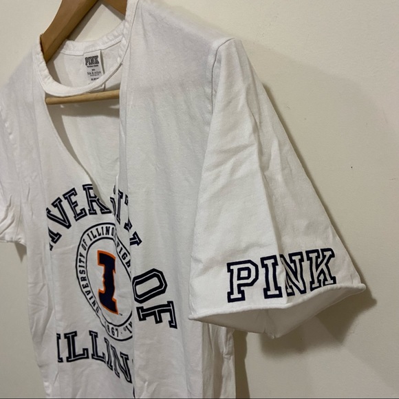 VS PINK Collegiate Collection University of Illinois White Logo Tee - Picture 5 of 8